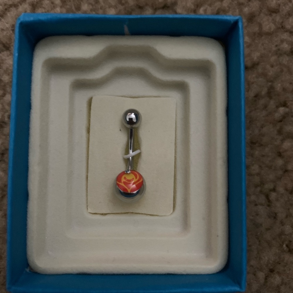 Silver and Orange Belly Button Ring